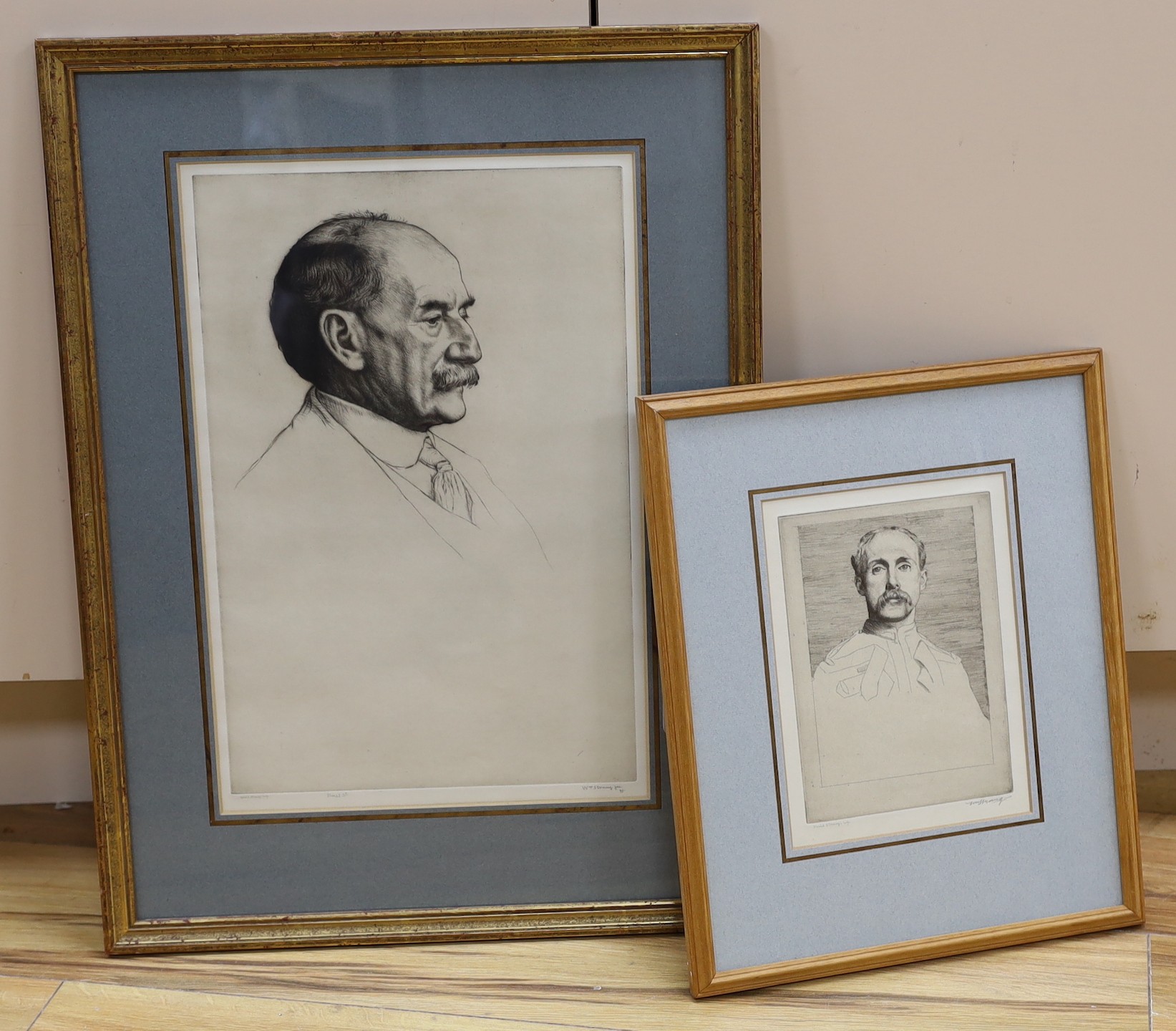 William Strang (1859-1921), two etchings, Portraits of Thomas Hardy and another gentleman, signed in pencil, 40 x 26cm and 20 x 14cm